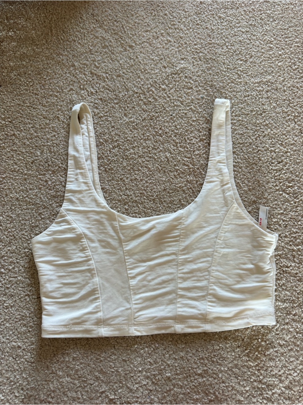 Free People Cream Scoop-Neck Cropped Tank